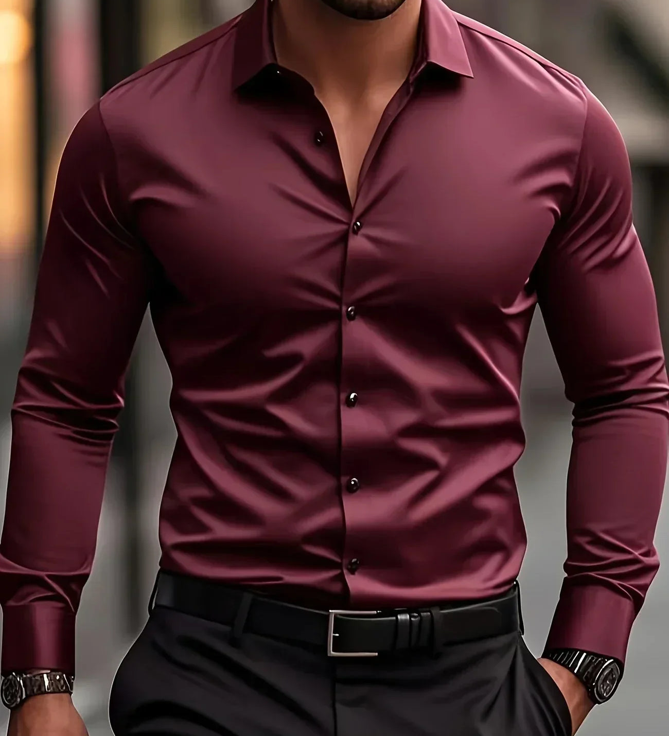 Найчо - Елегантна риза с дълги ръкави и копчета