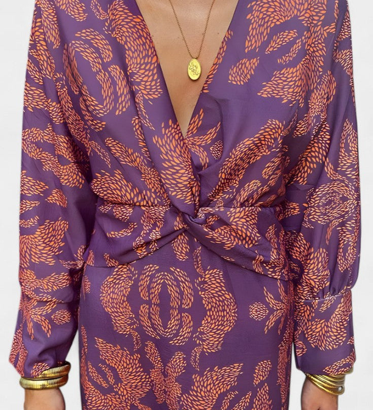 Ема Макси Рокля с V Изрез и Преден Чвор