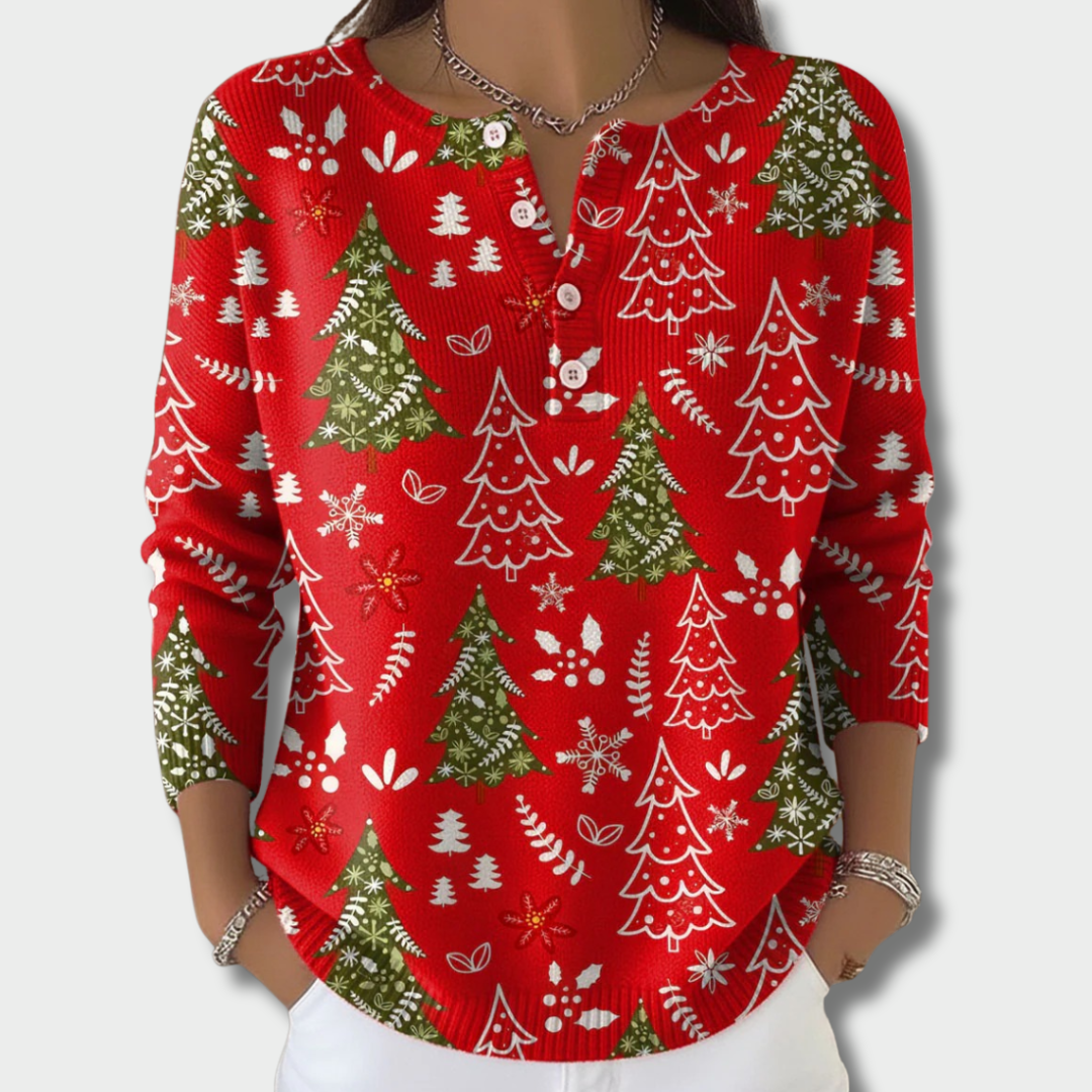 Софи – Коледен пуловер с копчета