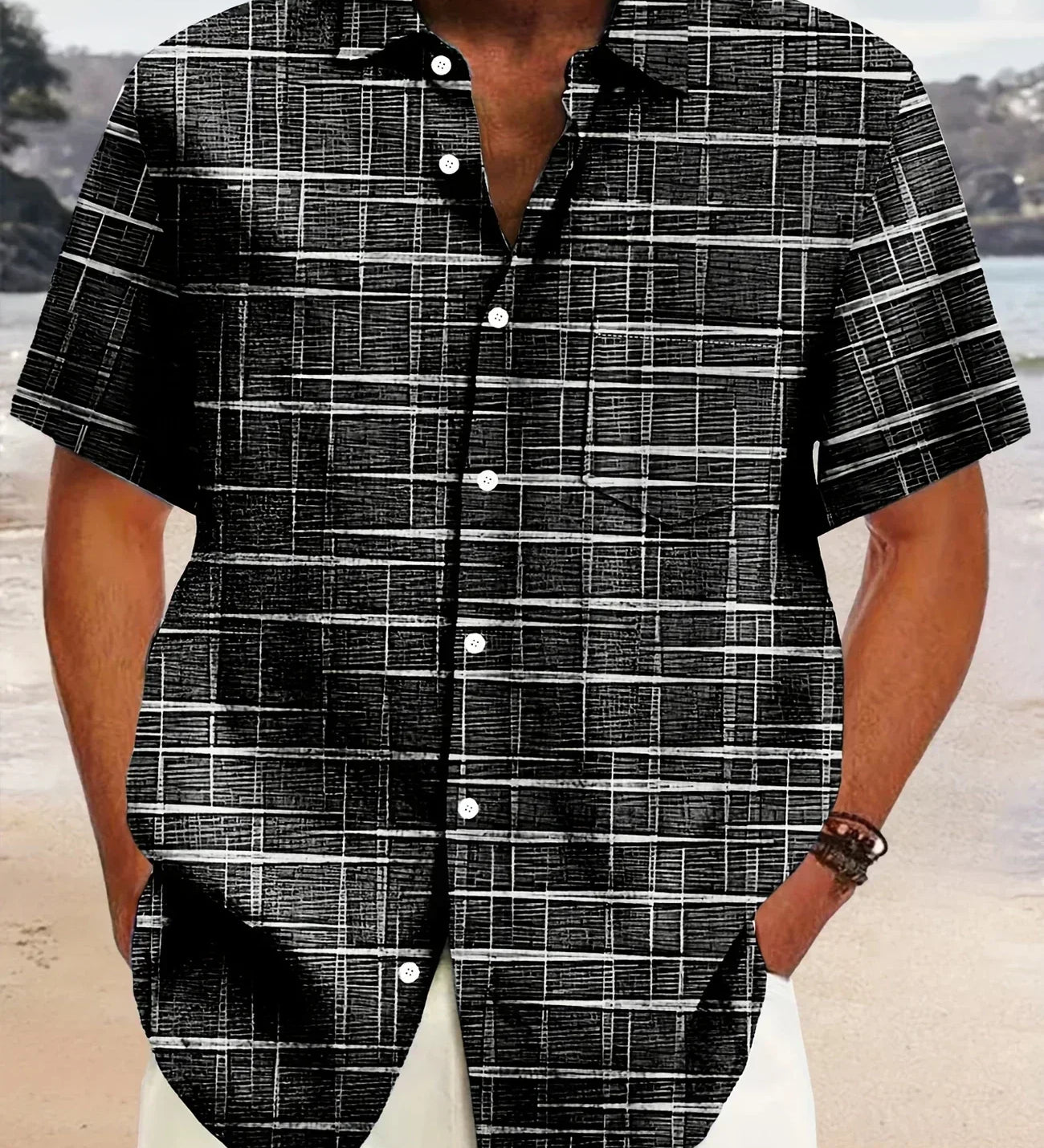 Мирослав -  Елегантна риза с райе и каре