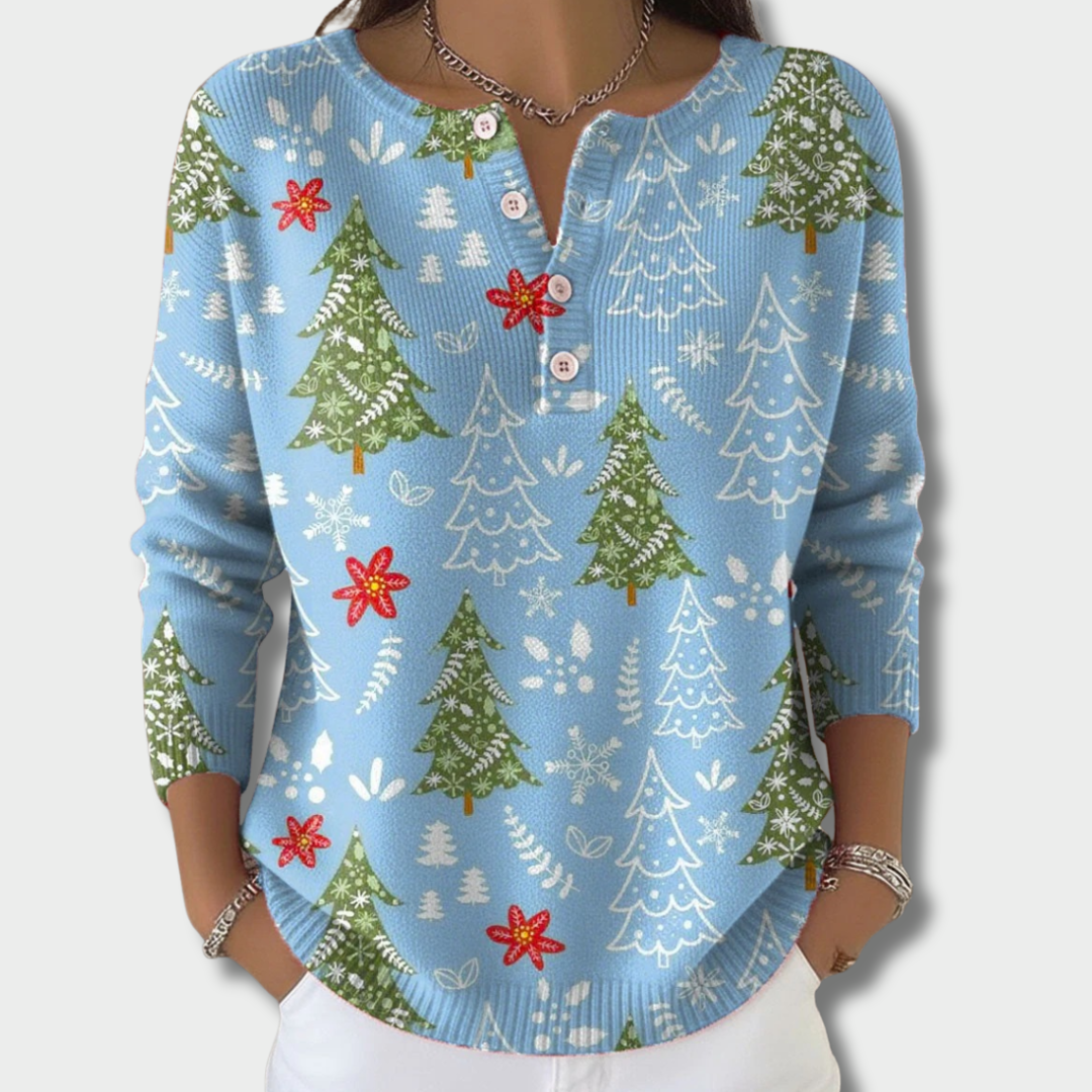 Софи – Коледен пуловер с копчета