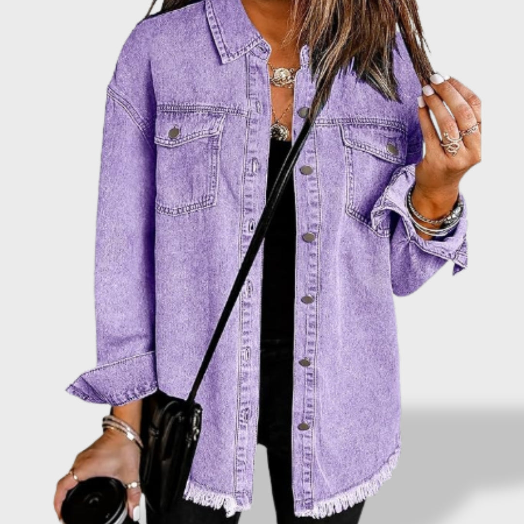 Мария™ | Дамско овърсайз дънково яке с копчета и джобове