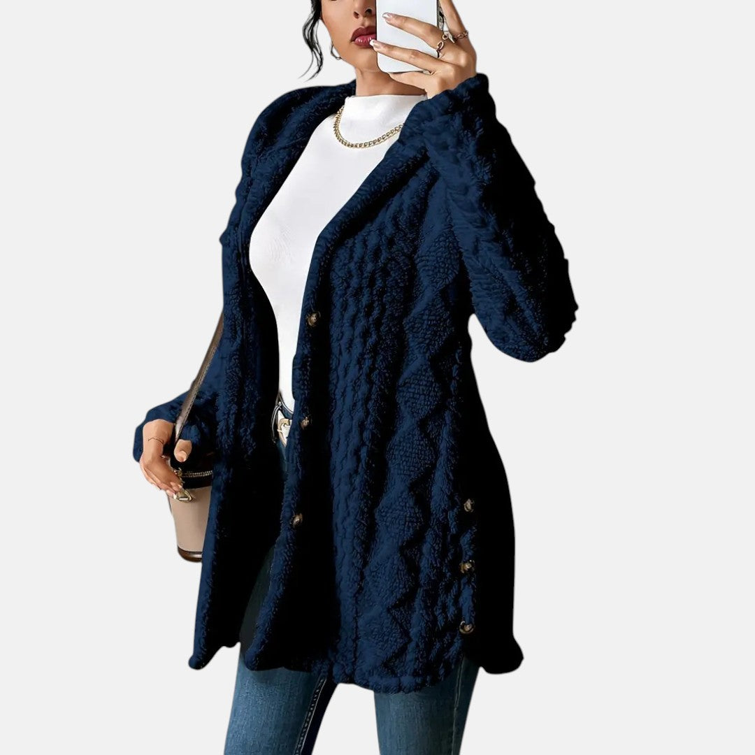 Йоанна - Плюшен кардиган с качулка