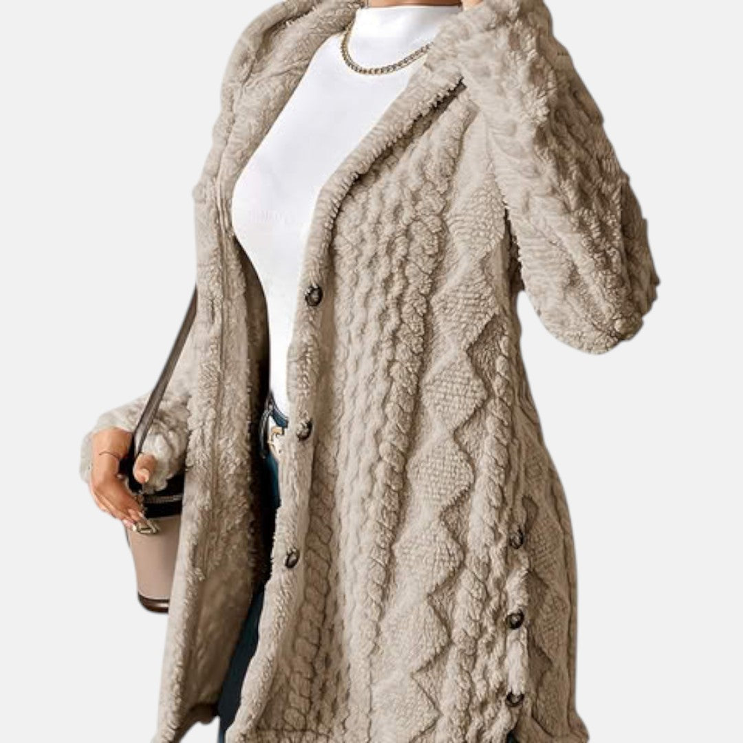 Йоанна - Плюшен кардиган с качулка