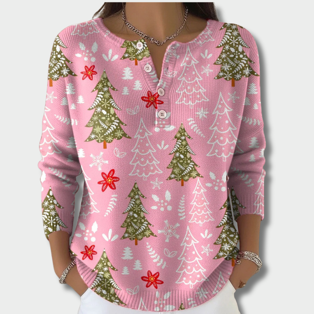 Софи – Коледен пуловер с копчета