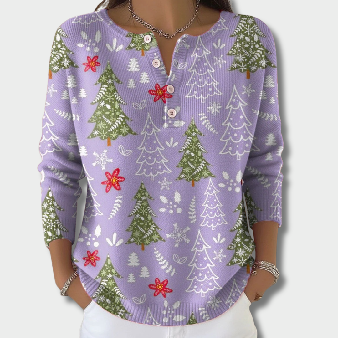 Софи – Коледен пуловер с копчета