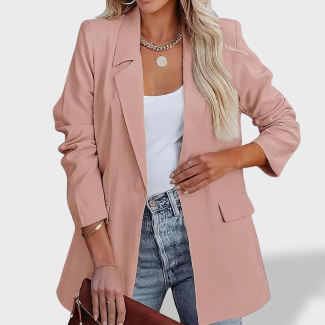 София™ | Елегантно дамско сако с преден разрез и яка.