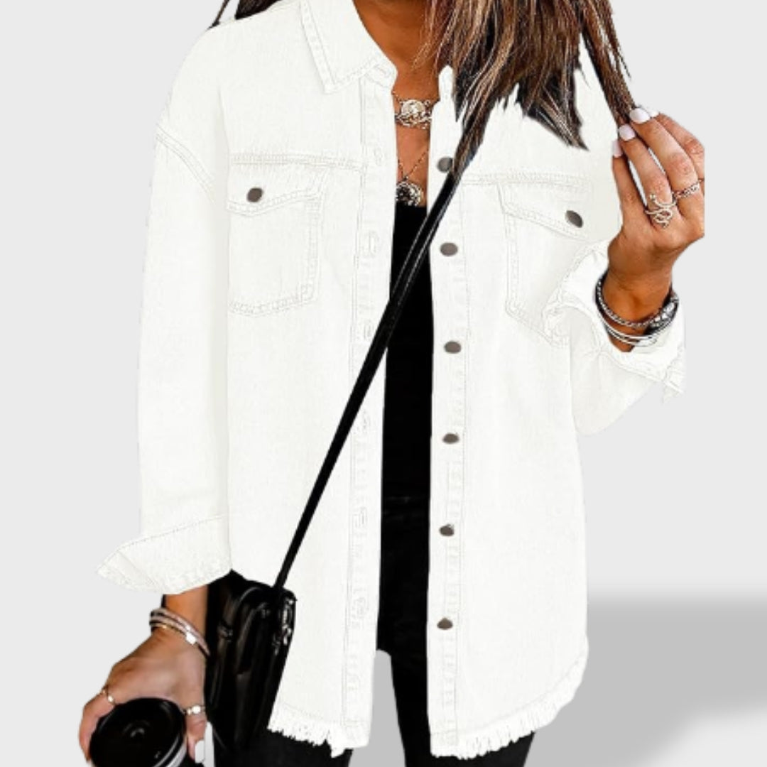 Мария™ | Дамско овърсайз дънково яке с копчета и джобове