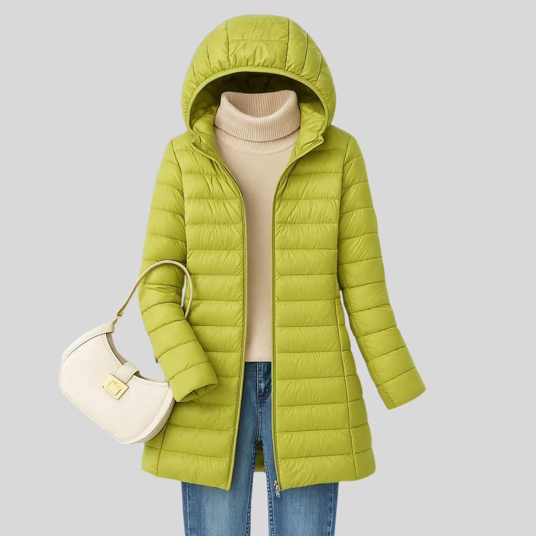 Penelopa™ - Дълго ватирано пухено палто с качулка