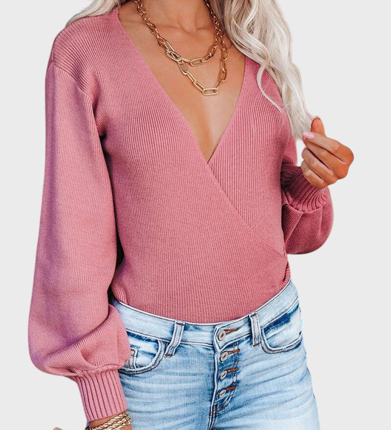 Galina™ - Пуловер с оребрена плетка