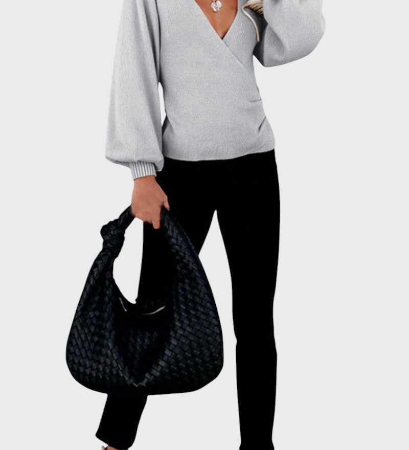 Galina™ - Пуловер с оребрена плетка