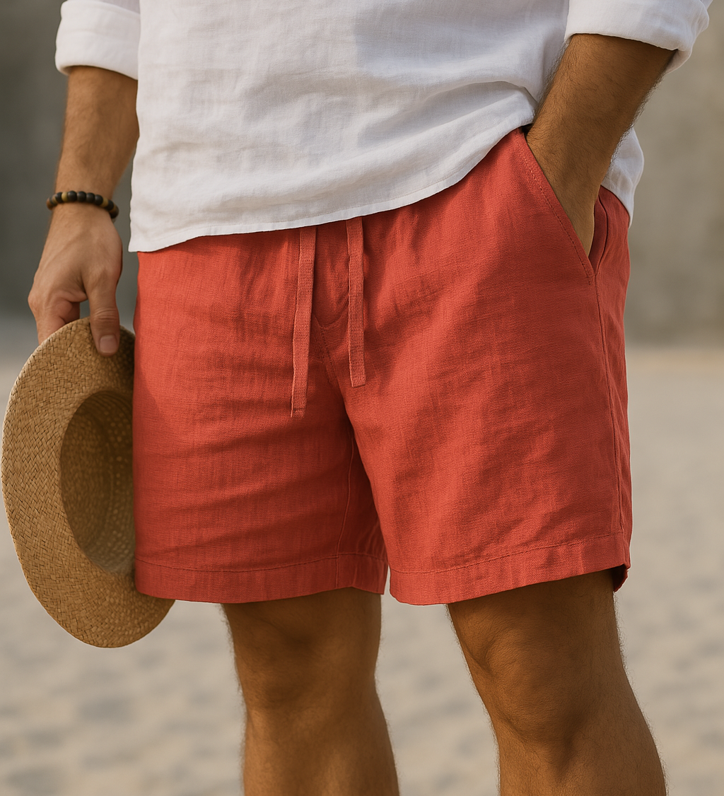 Страхил - Елегантни къси панталони от лен с еластичен колан