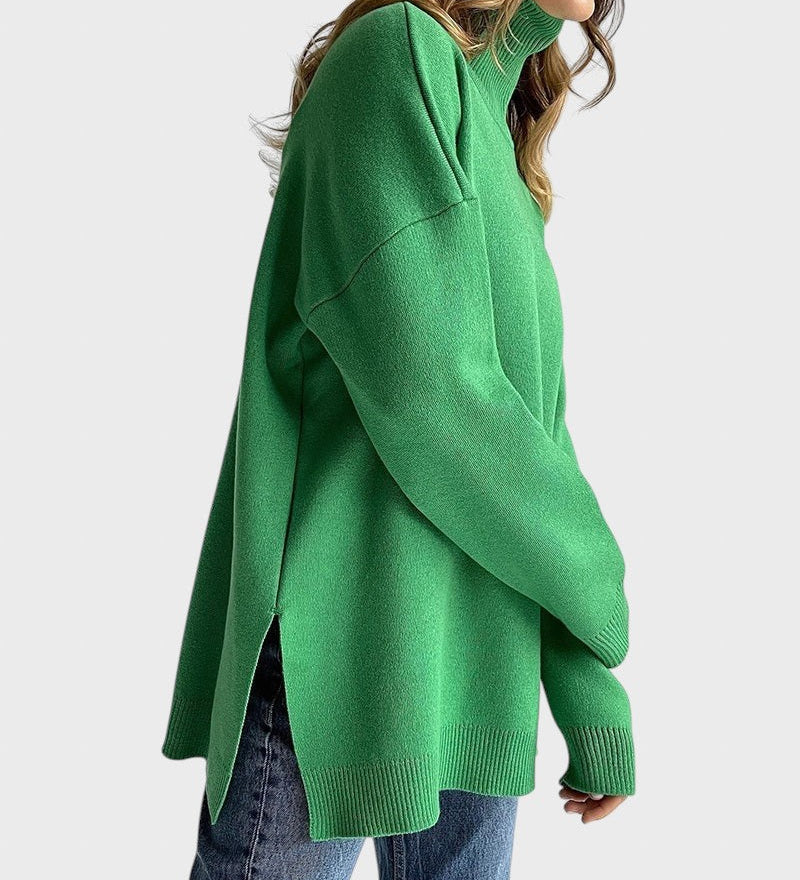 Lyuba™ - Оувърсайз плетен пуловер с поло яка