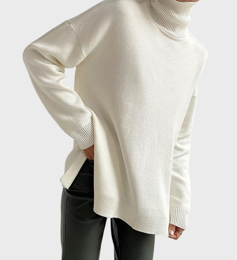 Lyuba™ - Оувърсайз плетен пуловер с поло яка