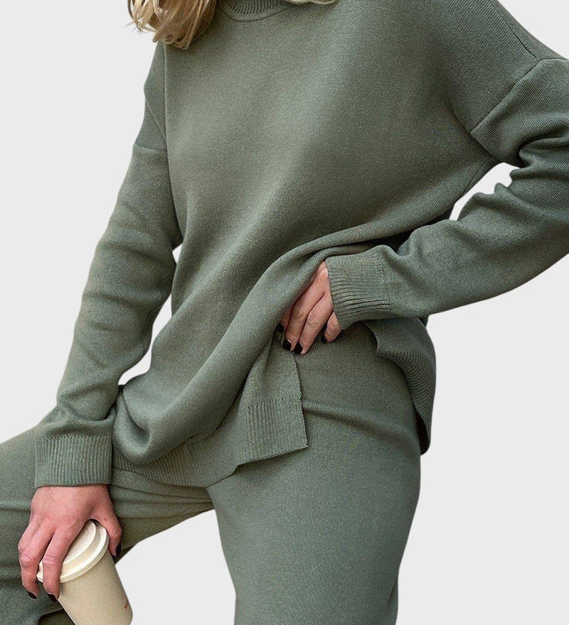 Lyuba™ - Оувърсайз плетен пуловер с поло яка