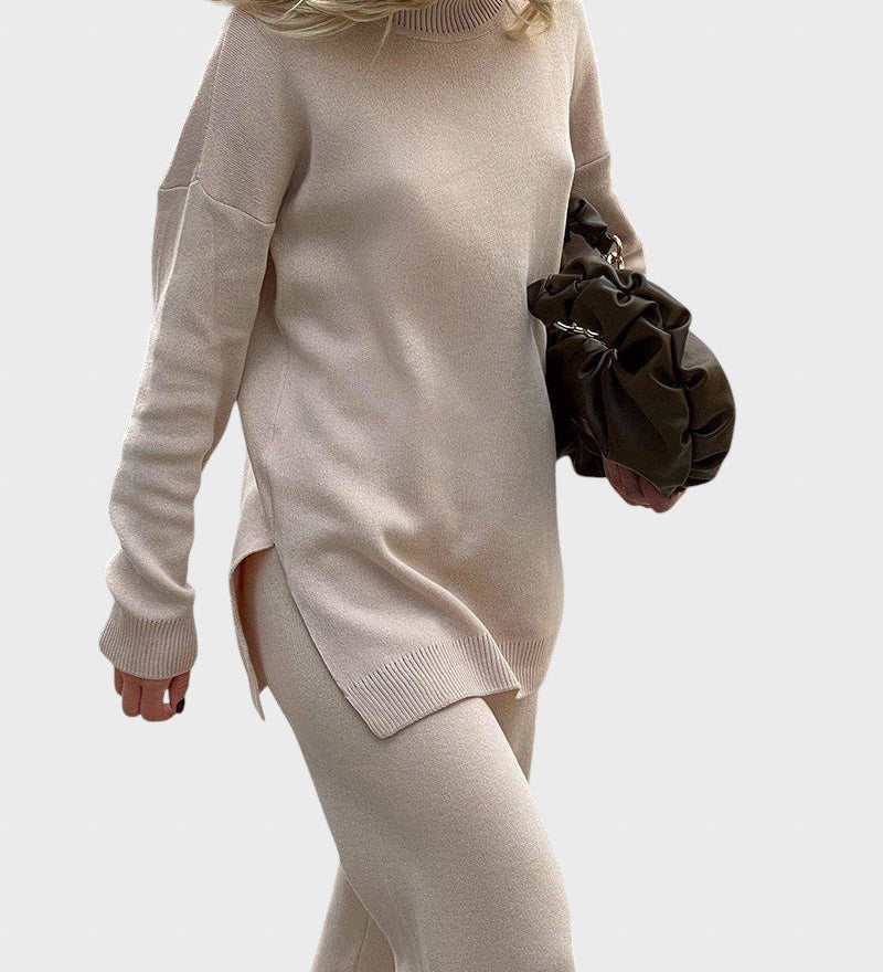 Lyuba™ - Оувърсайз плетен пуловер с поло яка