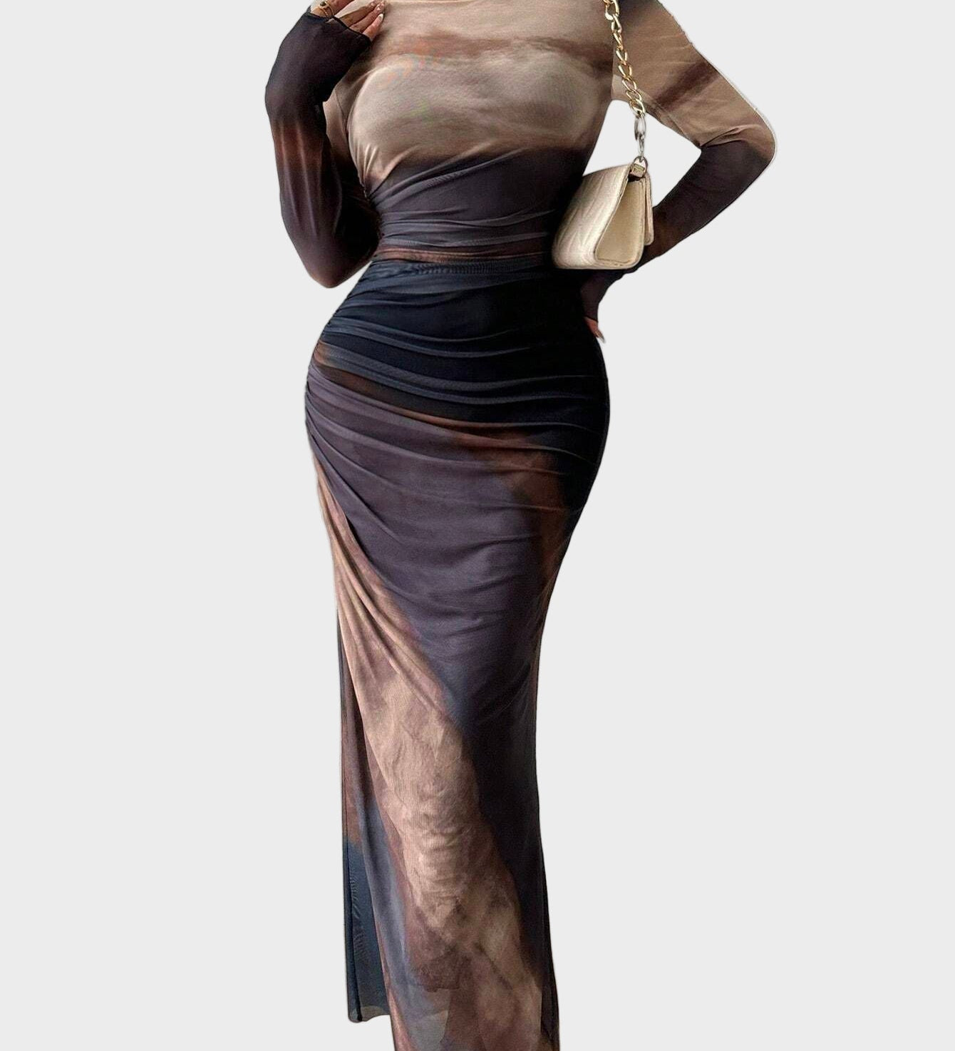 Торина – Дълга удобна рокля с десен