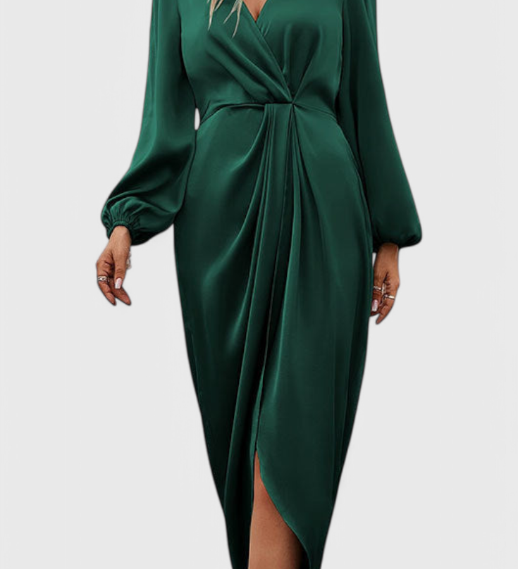 Андреа Елегантна Дълга Рокля с V-Изрез и Страничен Разрез