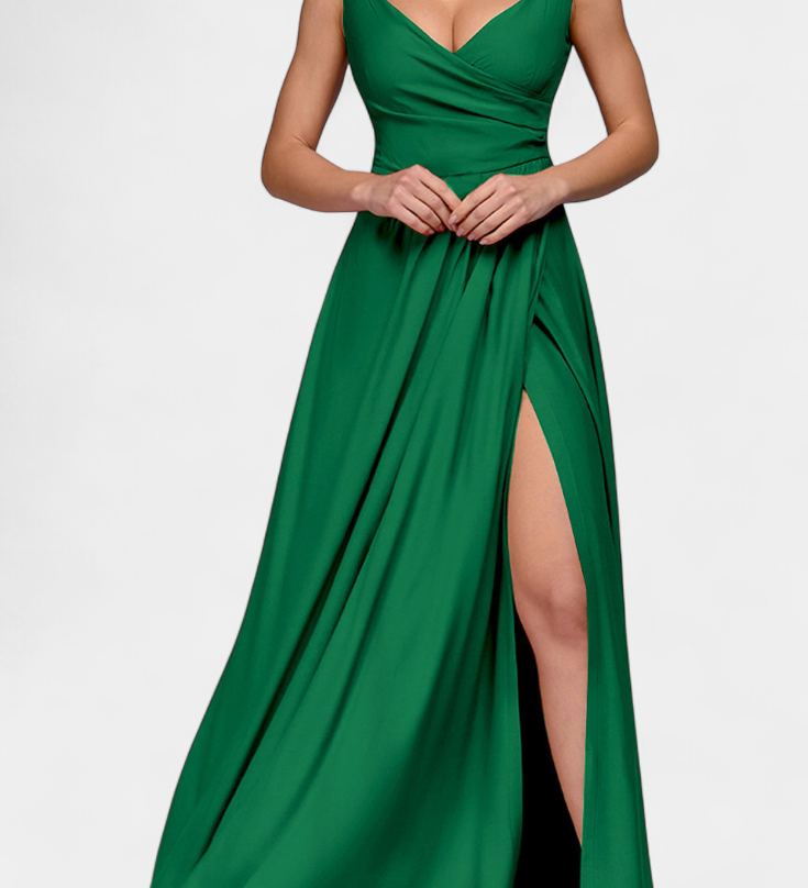 Татяна Дълга Рокля с Драпиране Отпред и Прекрит Изрез