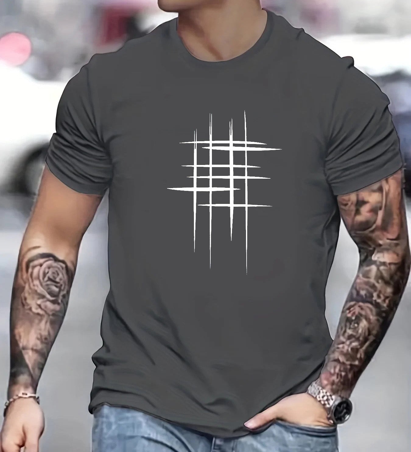 Анастас - Стилен т-shirt с кръгло деколте и графичен принт