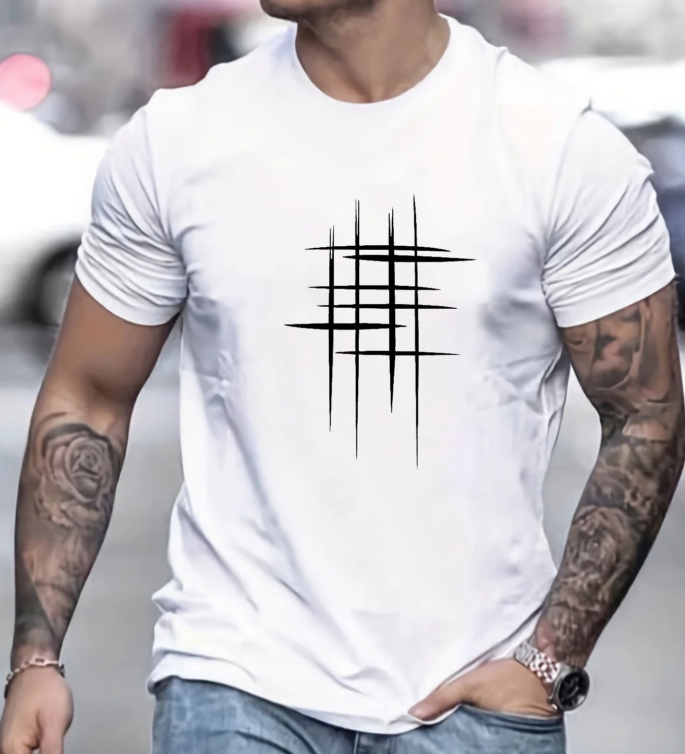 Анастас - Стилен т-shirt с кръгло деколте и графичен принт