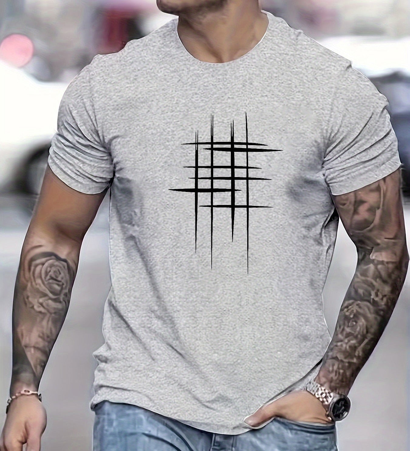 Анастас - Стилен т-shirt с кръгло деколте и графичен принт