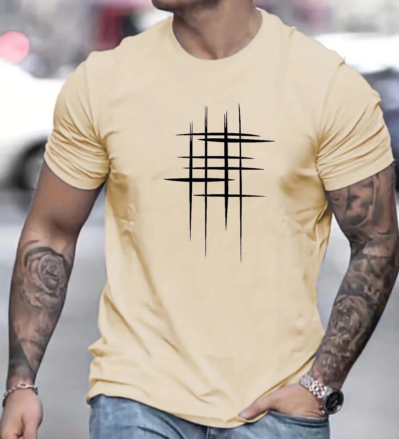 Анастас - Стилен т-shirt с кръгло деколте и графичен принт