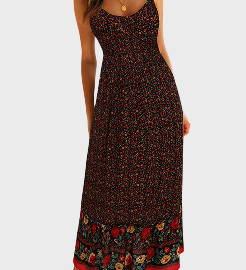 Kiriaki™ - Макси рокля на цветя с тънки презрамки