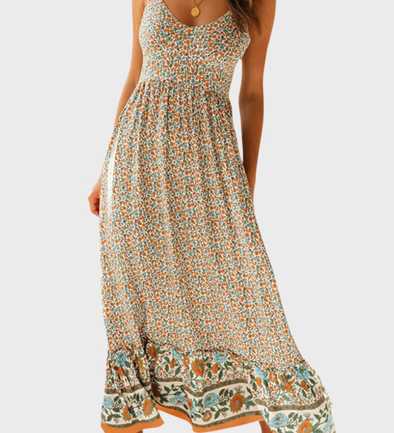 Kiriaki™ - Макси рокля на цветя с тънки презрамки