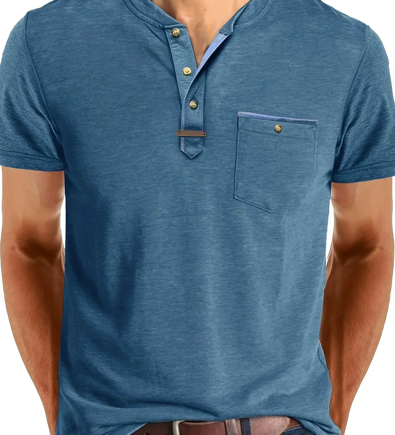 Чавор - Стилна тениска с кръгло деколте и джоб