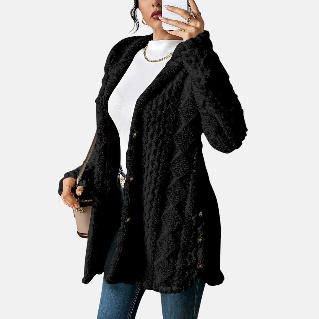 Йоанна - Плюшен кардиган с качулка