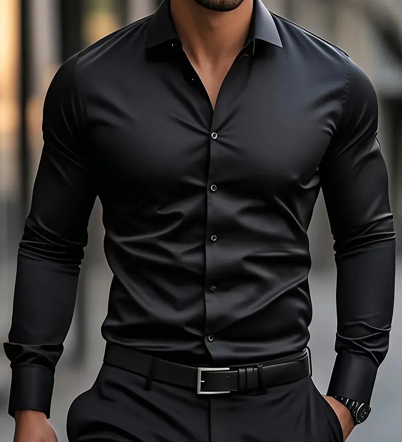 Найчо - Елегантна риза с дълги ръкави и копчета