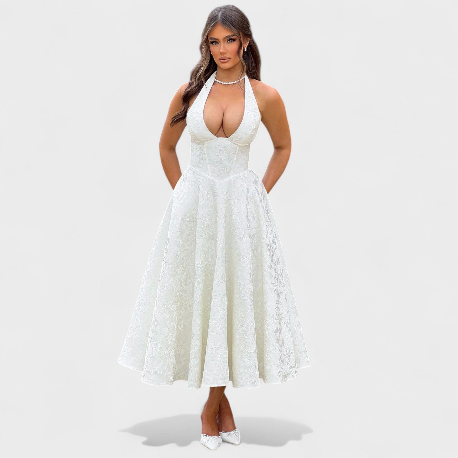 Жулиета – Миди рокля с халтер деколте