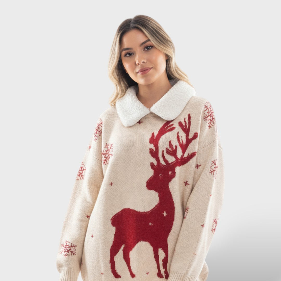 Дамски зимен Коледен пуловер