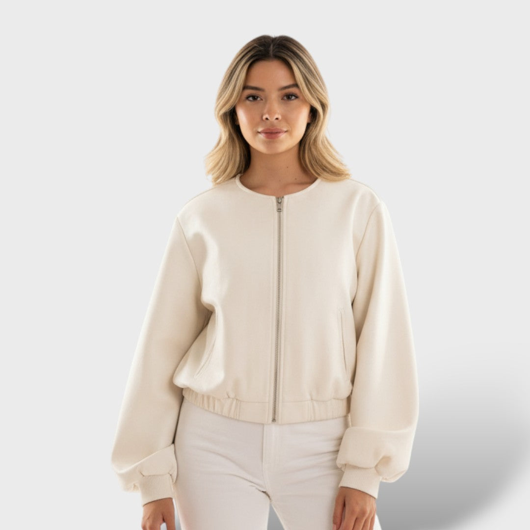 Мека бомбер якета с цип и еластичен подгъв