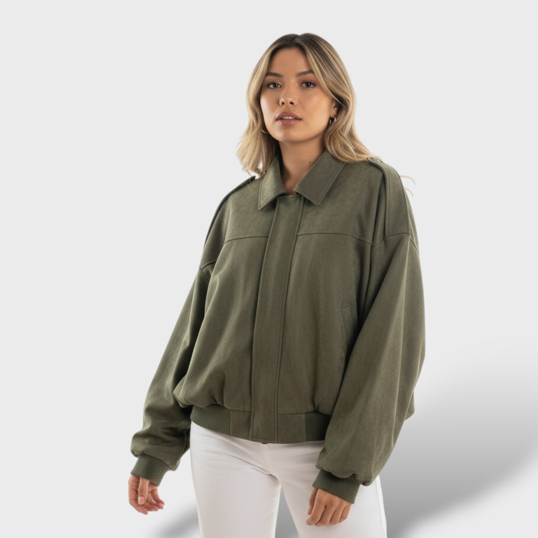 Бомбер яке с яка и винтидж стил