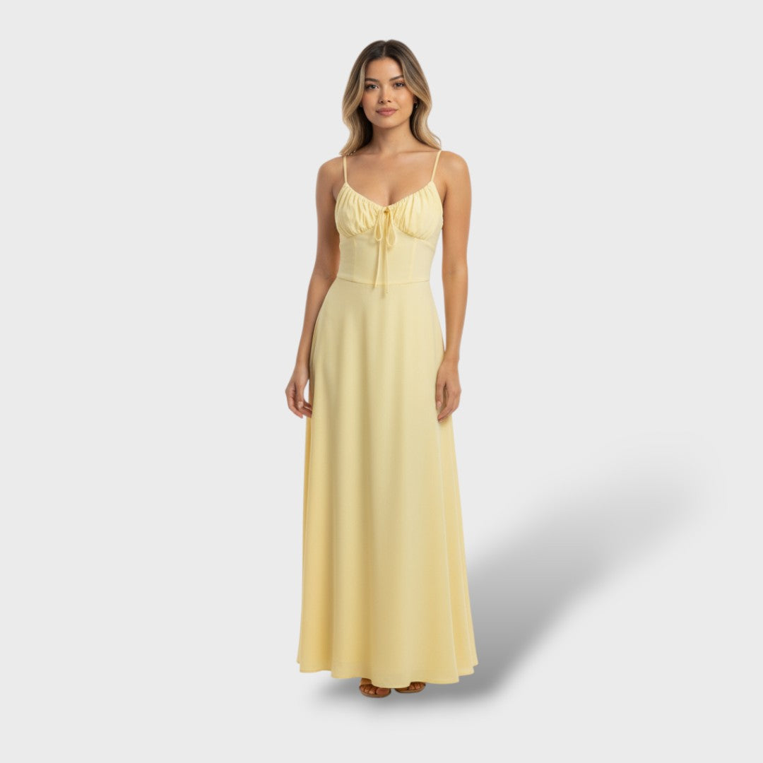 Елегантна Дълга Рокля за Жени Без Ръкави с Плътно Корсето