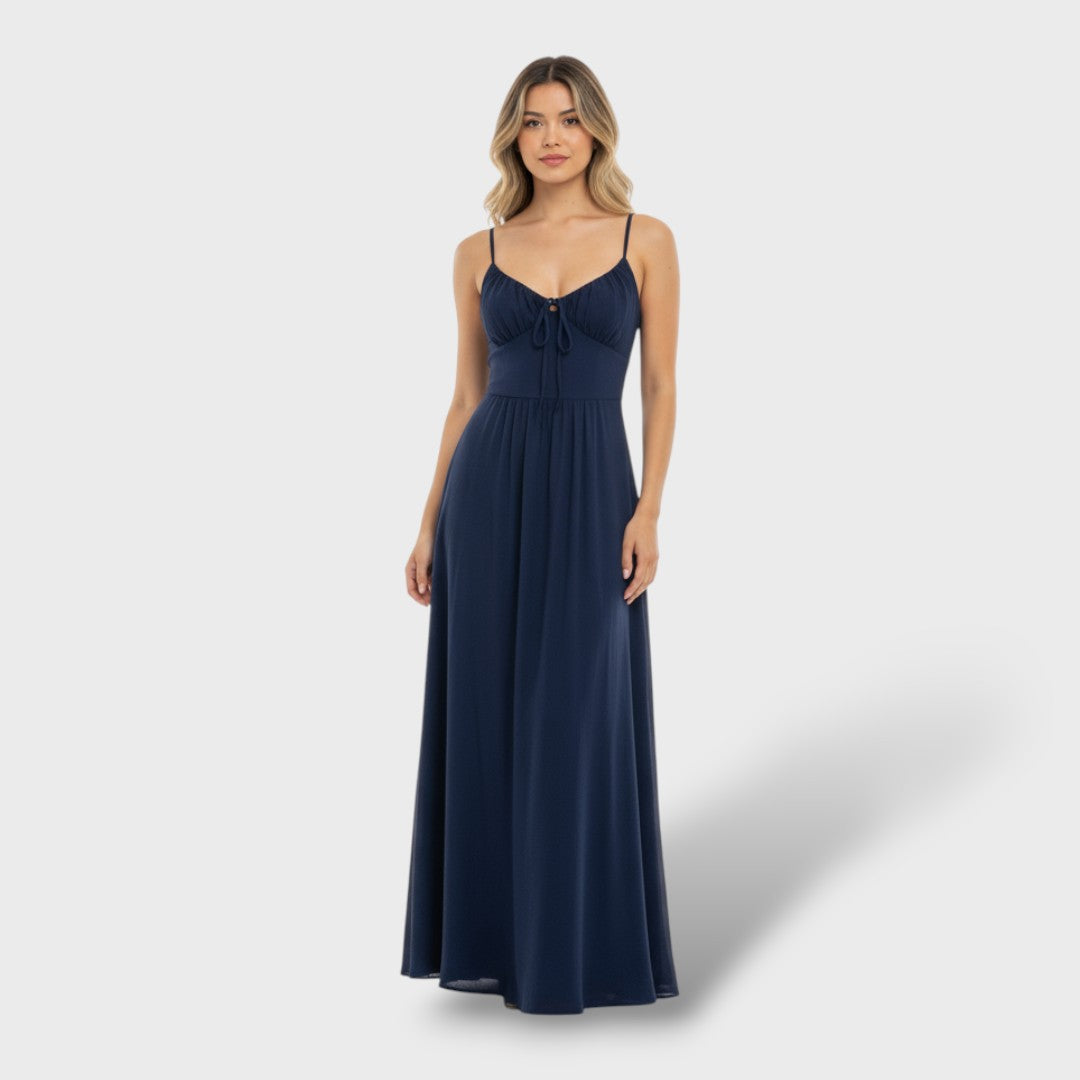 Елегантна Дълга Рокля за Жени Без Ръкави с Плътно Корсето