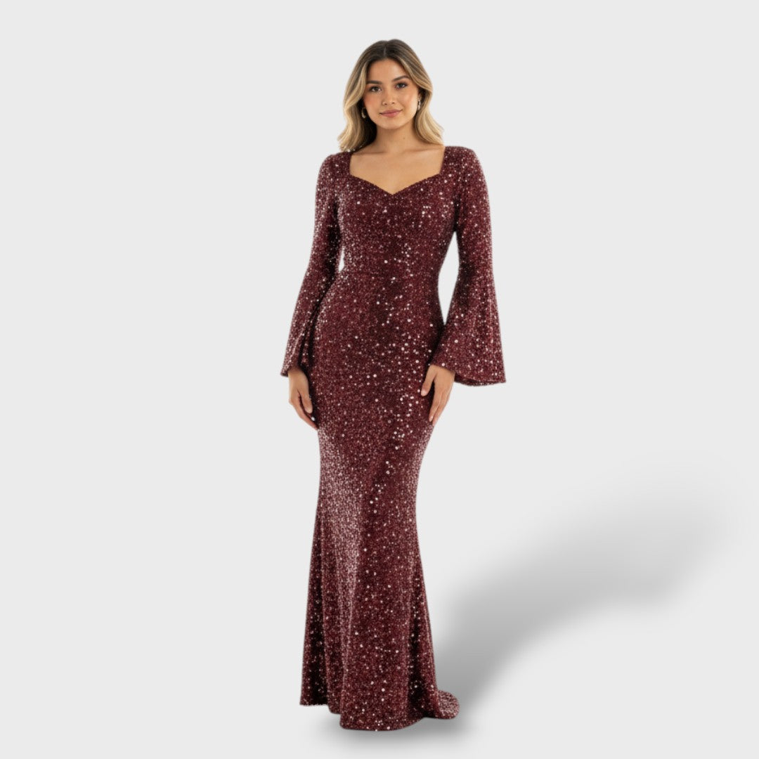 Рокля Русалка Жена С Дълги Ръкави