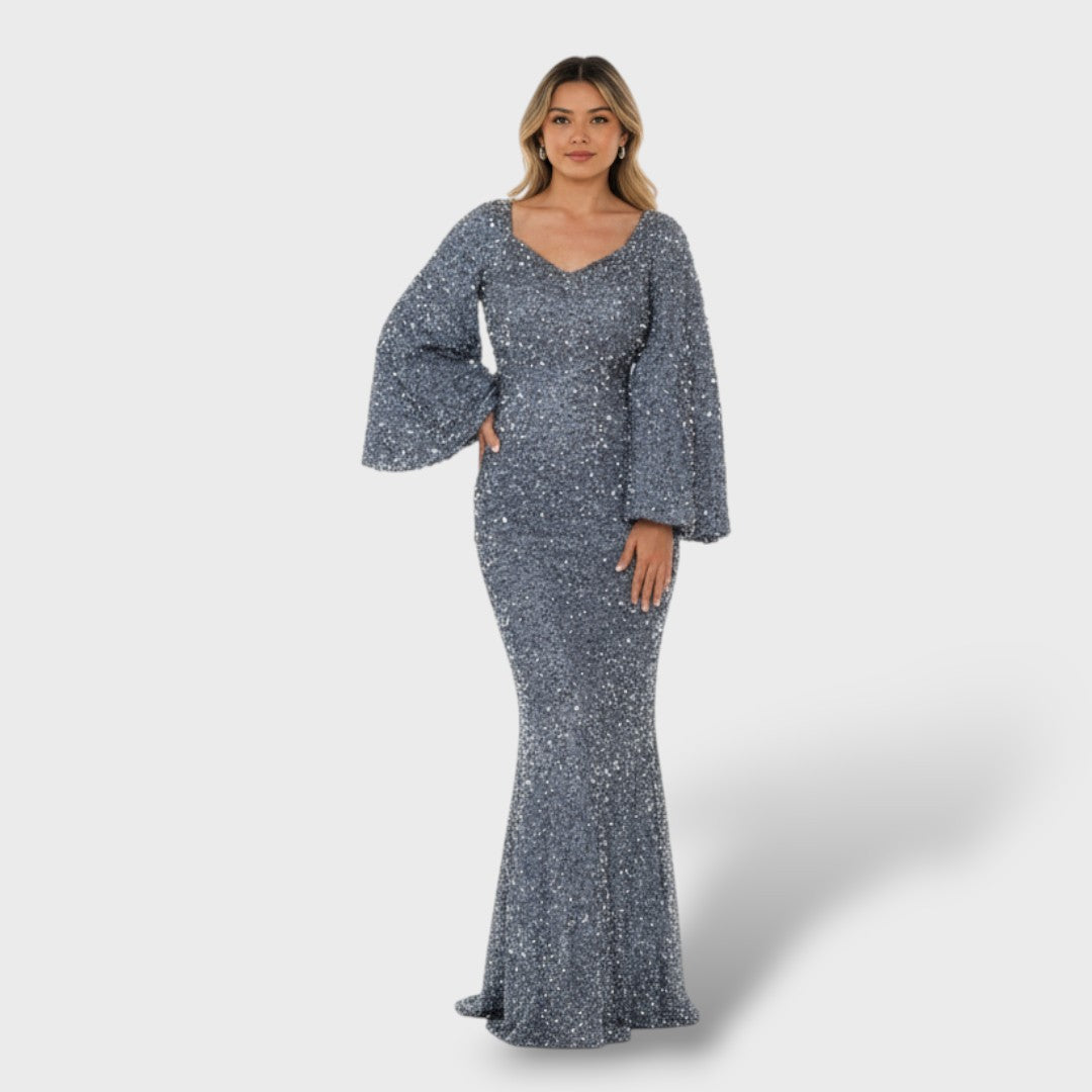 Рокля Русалка Жена С Дълги Ръкави