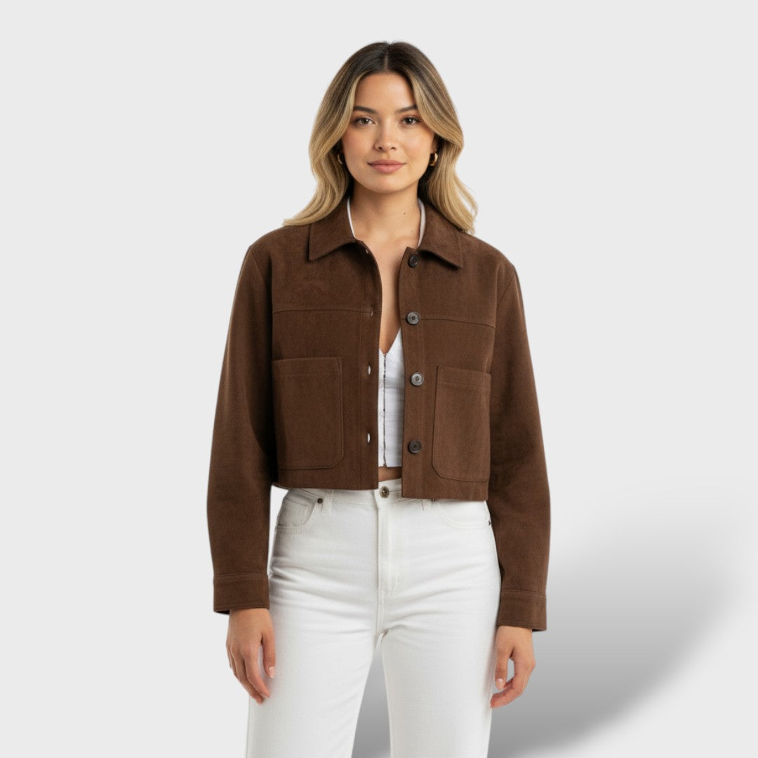 Късо яке от замша с джобове