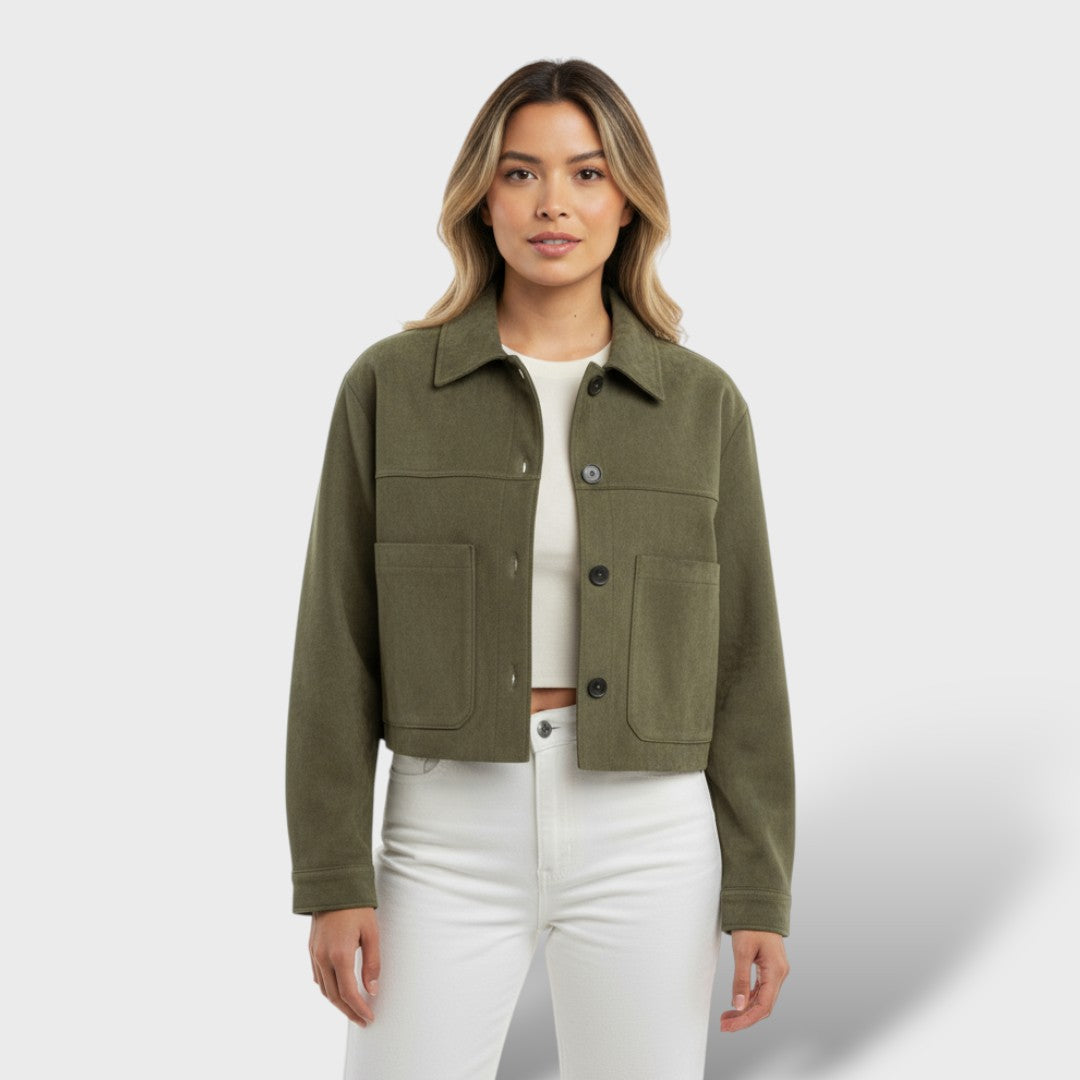 Късо яке от замша с джобове