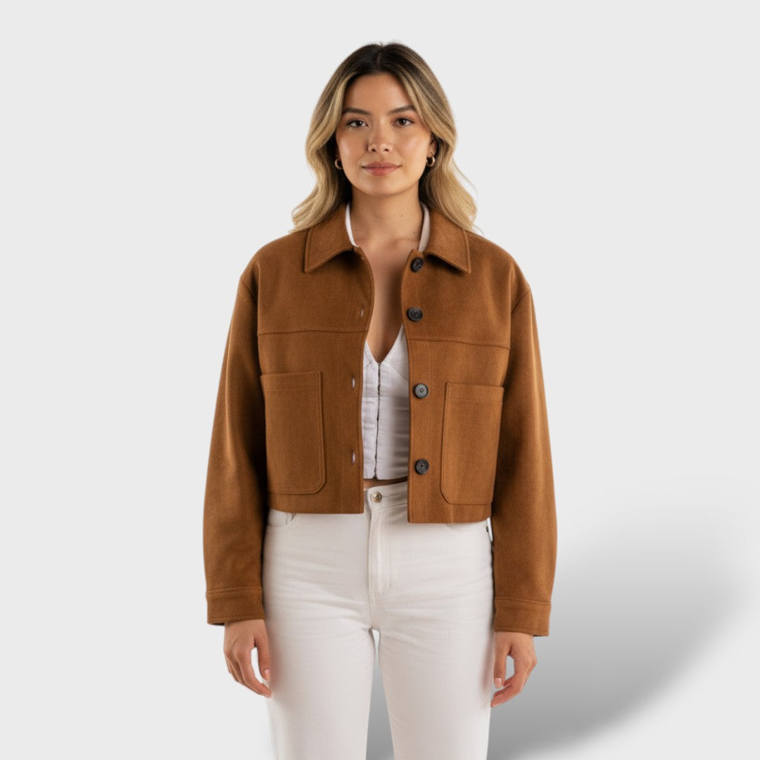 Късо яке от замша с джобове