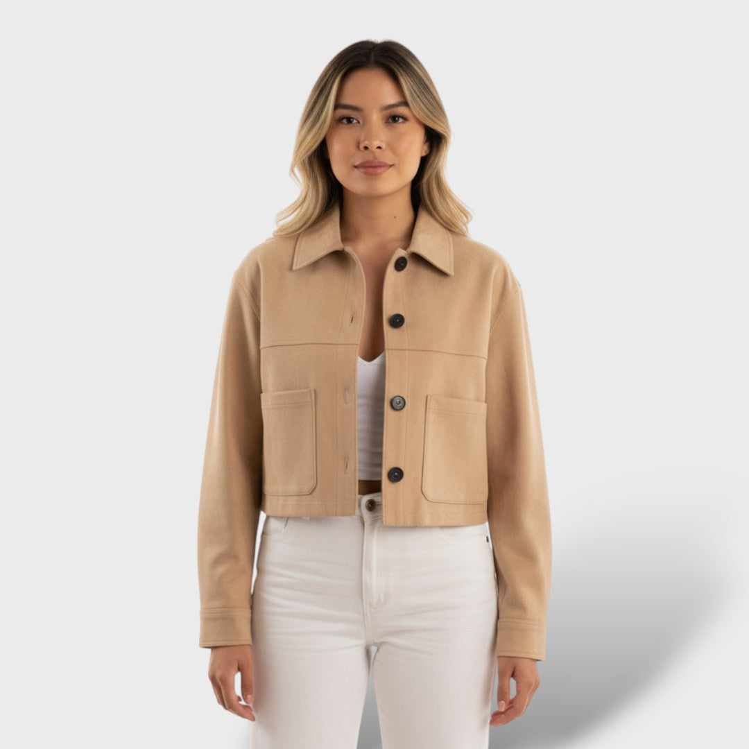 Късо яке от замша с джобове