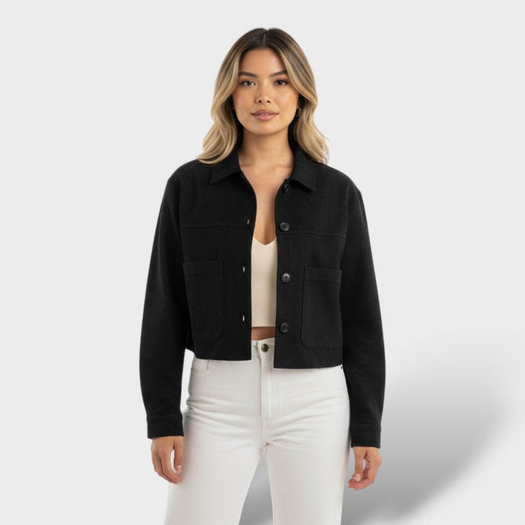 Късо яке от замша с джобове