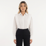 Chemise en Popeline de Coton Oversized à Épaules Structurées