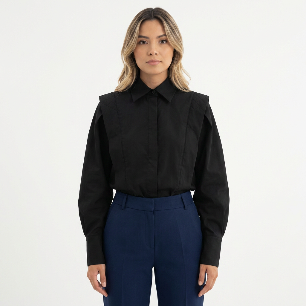 Chemise en Popeline de Coton Oversized à Épaules Structurées