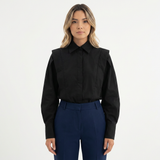Chemise en Popeline de Coton Oversized à Épaules Structurées