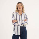 Chemise de dress en satin à rayures surdimensionnée