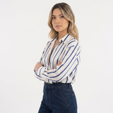 Chemise de dress en satin à rayures surdimensionnée